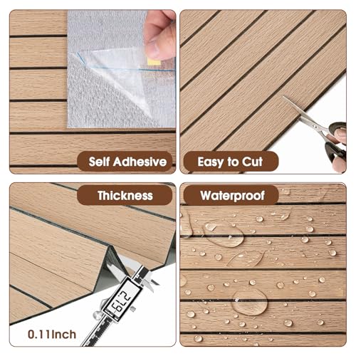 Image of 3D Peel and Stick Wall Panels PVC Grille Slat 394 inchx15.8 inch Self-Adhesive Wall Sticker Soundproof Paneling for Walls and Ceiling in Faux Oak Wood Grain Texture