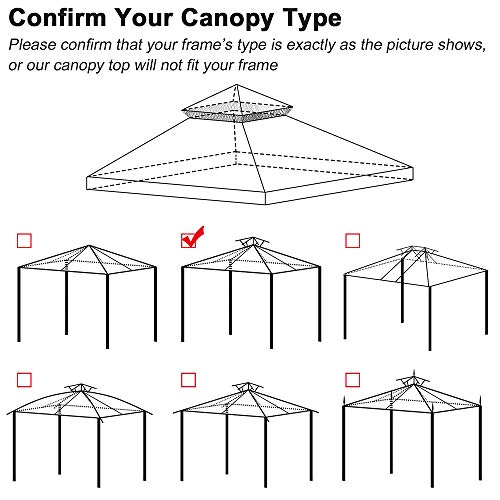 Yescom 10'X10' Gazebo Top Replacement For 2 Tier Outdoor Canopy Cover Patio Garden Yard Green Y00210T04 #TOP1