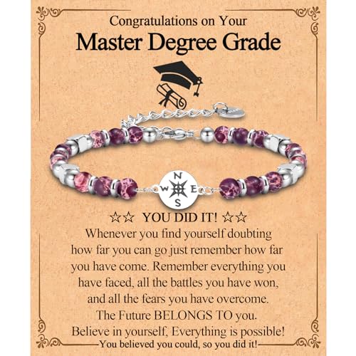 Graduation Gifts for Her Girls Women Class of 2025 High School/Kindergarten/Preschool/ 5th 6th 8th Grade/College/Master Degree/Middle School Graduation Gifts Compass Bracelet Jewelry for Her