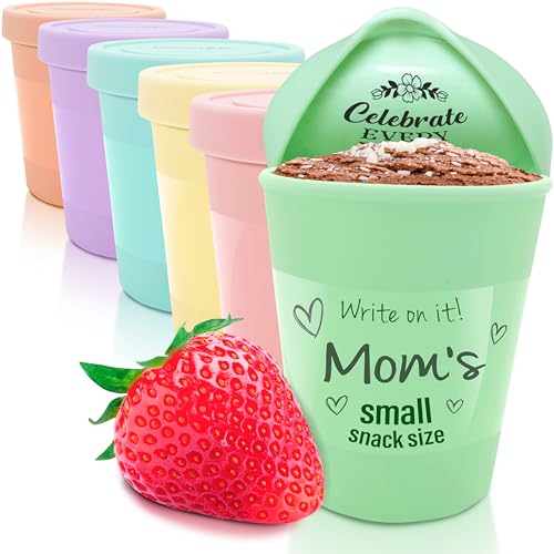 KOYAIRE Portion Control Ice Cream Containers for Homemade Ice Cream (6 oz. Each, 6 Pack), Airtight Food Storage Containers with Lids, Single Serving Mini Freezer Cups for Adults, Snack Size, Small