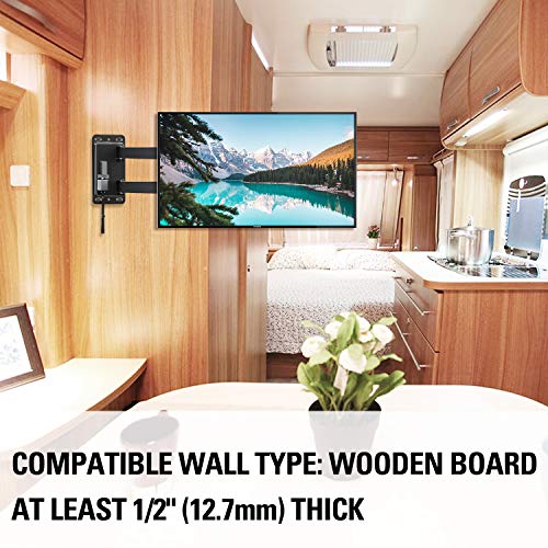 Mounting Dream Lockable RV TV Mount for 17-43 inch TV, RV Mount for Camper Trailer Motor Home Boat Truck, Full Motion Unique One Step Lock Design RV TV Wall Mount, 200mm VESA 44 lbs. MD2210, black