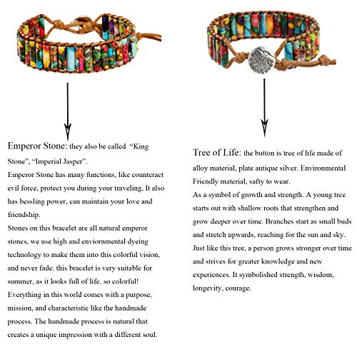 Image of Plumiss Women Boho Handmade Natural Stone Crystal Leather Bead Wrap Bracelets Collection
