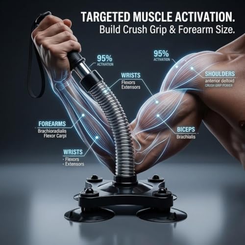 Image of MYHEART Arm Wrestling Trainer Forearm Exerciser Equipment With Heavy Duty Carbon Steel Spring And 4 Suction Cups, Wrist Muscle Developer Strength Home Fitness Gym For Men And Women 35-40 LB