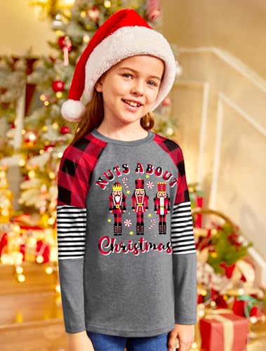 Image of BesserBay Girls Christmas Raglan Shirt Casual Leopard Stripe Patchwork Tunic Top 4-14 Years