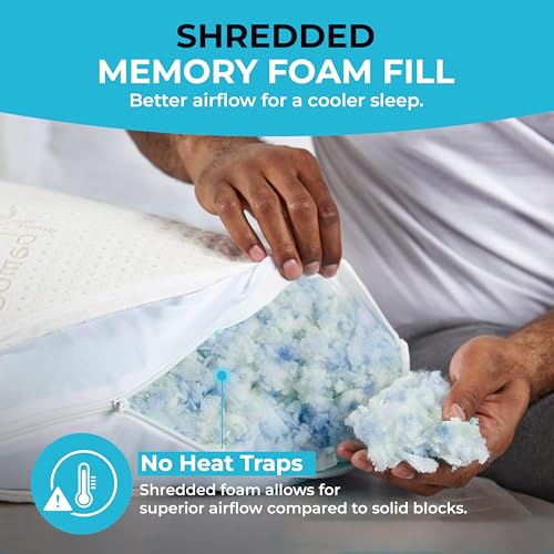 Xtreme Comforts Memory Foam Pillows | GREENGUARD Certified Adjustable Shredded Foam Fill for Personalized Support | Bed Pillows for Side, Back & Stomach Sleepers | Removable Cover | Standard Size — view 3