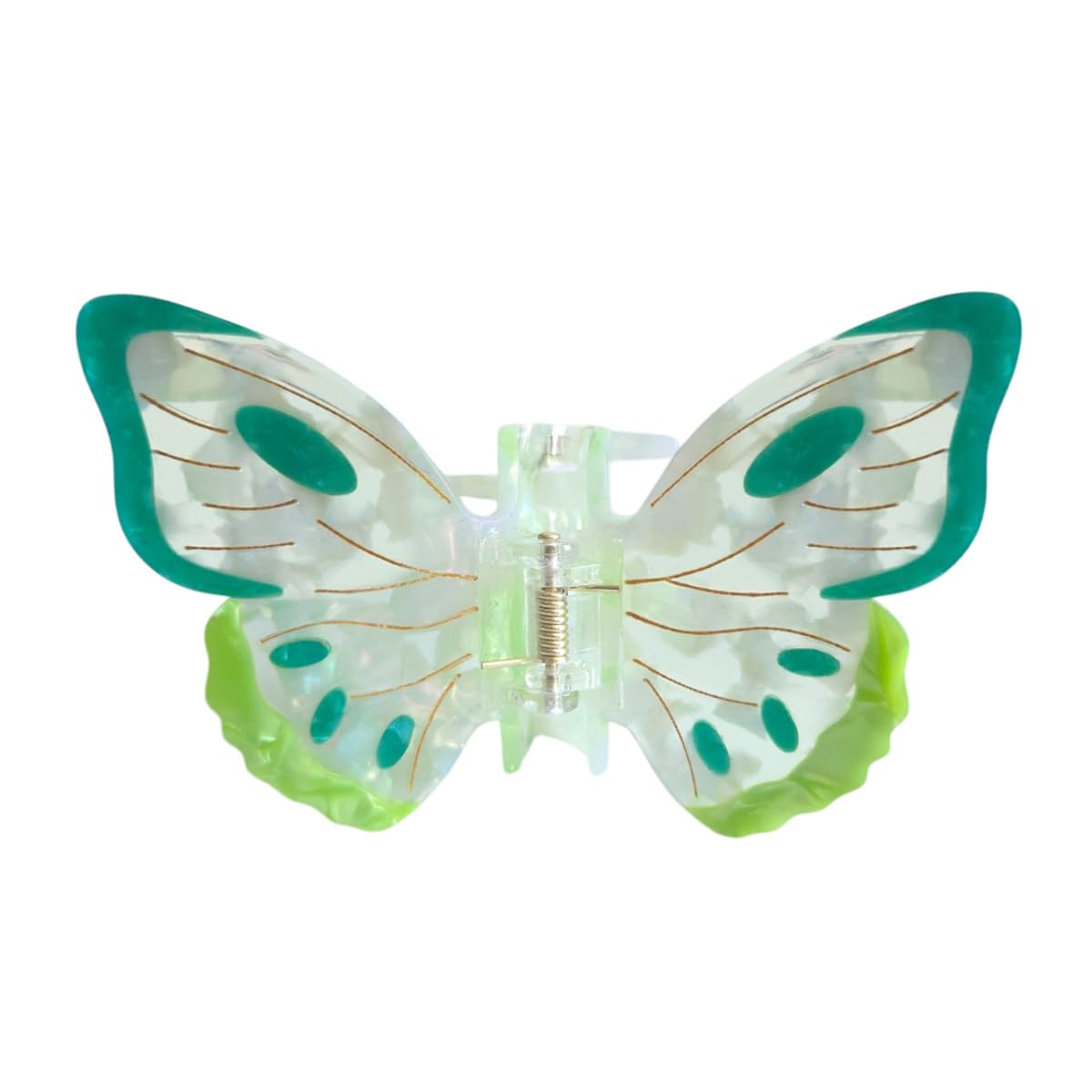 Pinza para el pelo de mariposa de fantasía, pinzas de acetato, lindas pinzas de mariposa para mujer, color verde
