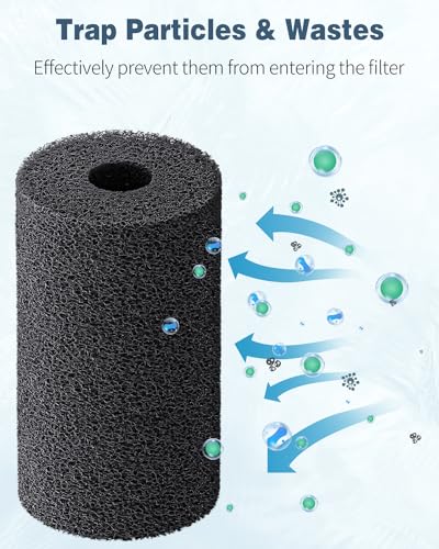Image of Pawfly 6 Pack Pre-Filter Sponge, Aquarium Filter Sponge 0.4 inch Intake Sponge Foam Roll for Small Fish Shrimp Fry Fish Tank Covers Accessories