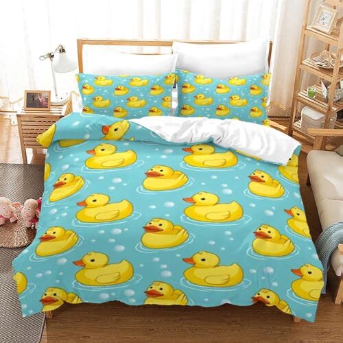 Parure de lit 240 x 260 anti-plis en microfibre canard cyan