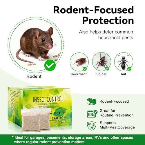 Image of Mouse Deterrent Pouches 24 Pack, Plant-Based Peppermint Scent for Indoor Enclosed Spaces, Long-Lasting Rodent Prevention for Garage Basement Storage RV Closet