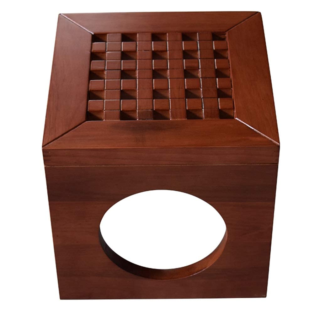 Pouf et repose-pied en bois massif rétro avec assemblage traditionnel mortaise et tenon