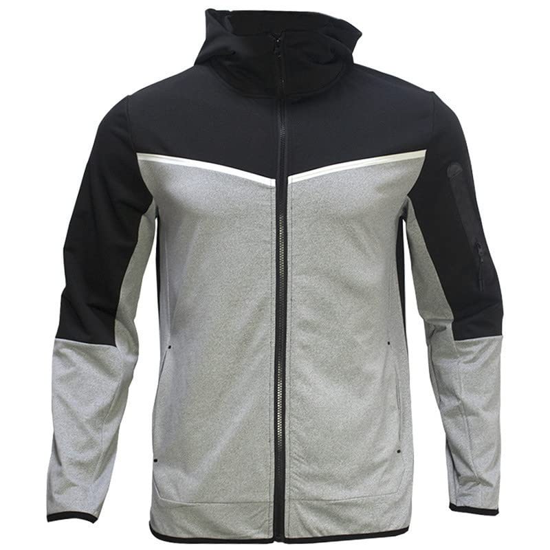 Tuta da uomo 2 pezzi Full Zip con cappuccio tuta atletica casual sport jogging set per gli uomini, Nero , M