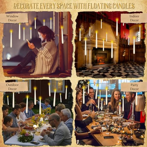 Image of Enido 24 Pc Flickering Flameless Taper with Magic Wand Remote for Parties Christmas Decoration, Home Decor Battery Operated Candles LED Candles with 3D Flame Windle Candles