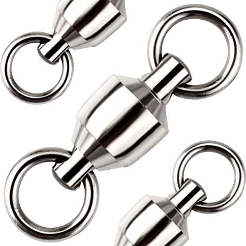 25 Pcs Ball Bearing Swivel Connector Tackle Fishing Accessories Stainless Steel Swivels Solid Welded Rings High Strength Heavy Duty Durability Barrel Game for Saltwater Freshwater
