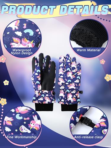 Image of Honoson 2 Pairs Kids Snow Gloves, Winter Waterproof