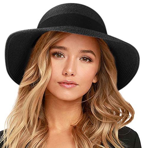 Image of FURTALK Womens Beach Sun Straw Hat Wide Brim UV Protection Travel Hat