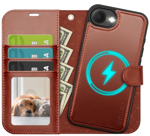 OCASE for iPhone 17e Case/iPhone 16e Detachable Wallet Case with Card Holder, 2 in 1 Pu Leather Flip Folio with RFID Blocking Stand Wrist Strap Shockproof Phone Cover 6.1 Inch 2025, Brown - image 1