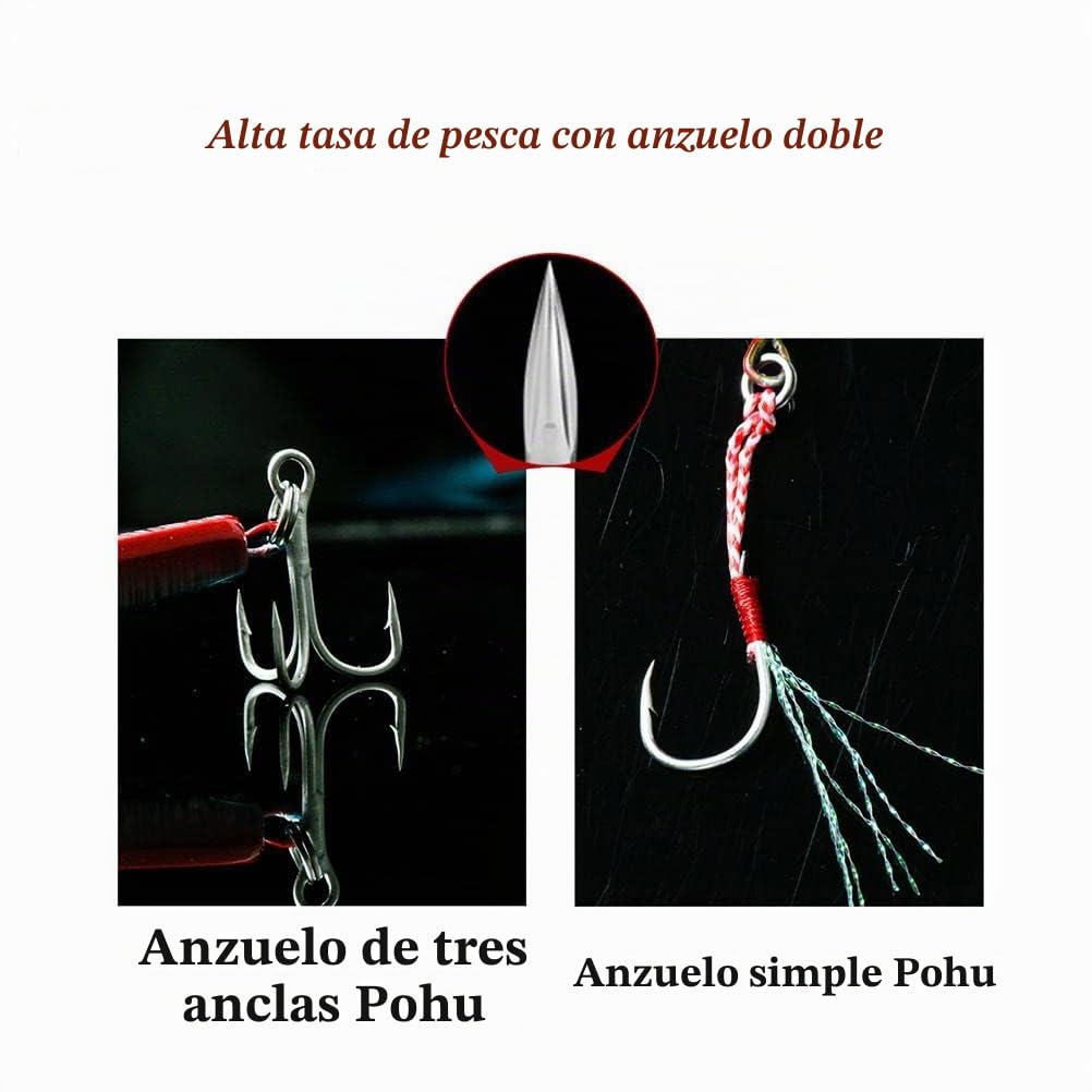 Jig de pesca, 5 uds,30g/40g, anzuelos de paso brillante, anzuelo de doble asistencia, anzuelo de pesca de plomo, señuelos de jigging de agua salada para atún, atún diente de perro, cola amarilla
