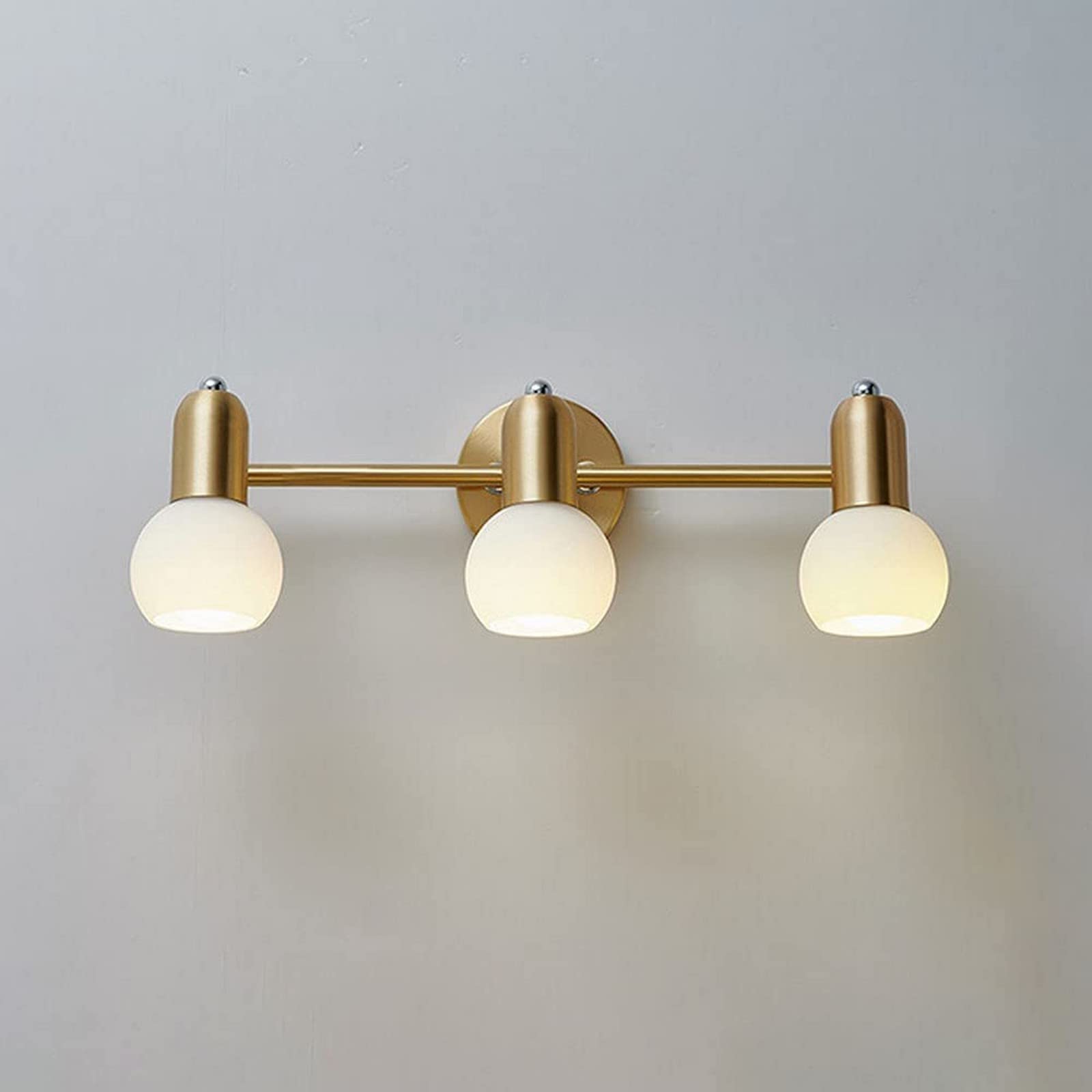 CWCQGH Wall Sconces, Mirror Light Brass Vanity Light Mirror Front Lamp, Copper Bathroom Sconce Lighting Fixture, Glass Shade Makeup Mirror Lights, Vanity Mirror Lamps Compatible,3 light