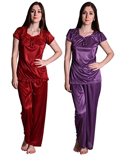 Women's Satin Combo Night Suit/Top Payjama Set