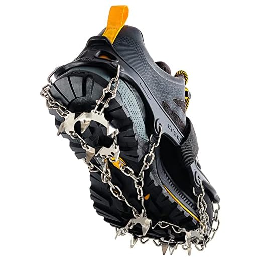 Crampons Ice Cleats for Hiking Boots and Shoes, Anti Slip Walk Traction Spikes, Snow Ice Grippers and Grips, Safe Protect for Hiking Climbing Fishing Mountaineering Walking for Men Women Kids