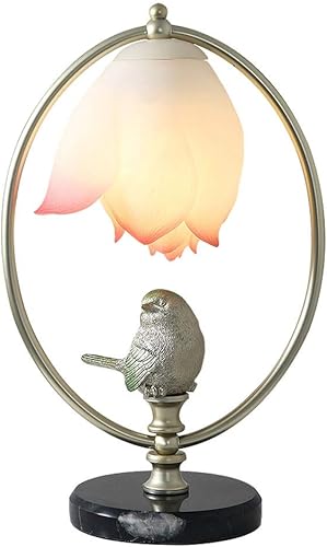 HIHELO Nightstand Lamp Table Lamp with Lotus Design Bedroom Bedside Lamp Warm Chinese Style Zen Living Room Study Bird Table Lamp 16.5 Inches
