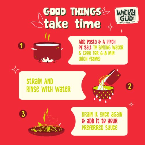 Image of WickedGud 2X Fiber Rigatoni & Spaghetti Pasta Combo | No Maida | Durum Wheat Semolina | Brown Rice | Red Lentils | Healthy Diet Pasta - 400gm x 2