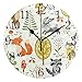 senya Wall Clock Cute Woodland Animals Trees Mushrooms Berries Silent Non Ticking Operated Round Easy to Read Home Office School Clock