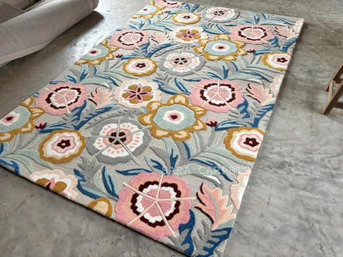 Image of Modern Abstract Hand Tufted Wool Floor Carpet for Home decore Living Room|Home and Bedroom & Hall 8x10 feet (240 x 300cm) Grey H1