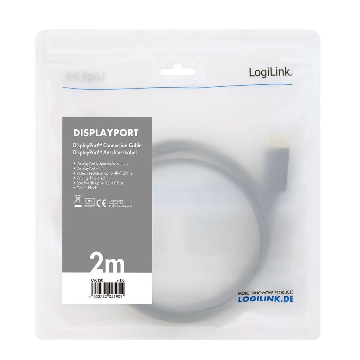Logilink CV0121 Kabel, Czarny, 3m