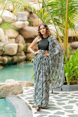 Image of MIRCHI FASHION Saree for Woman Chiffon Shibori Printed | Lightweight Regular Use and Professional Office Sari with Blouse Piece