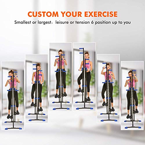 Hurbo Vertical Climber Home Gym Exercise Folding Climbing Machine Exercise Bike for Home Body Trainer Stepper Cardio Workout Training Non-Stick Grips Legs Arms Abs Calf(Black Blue)