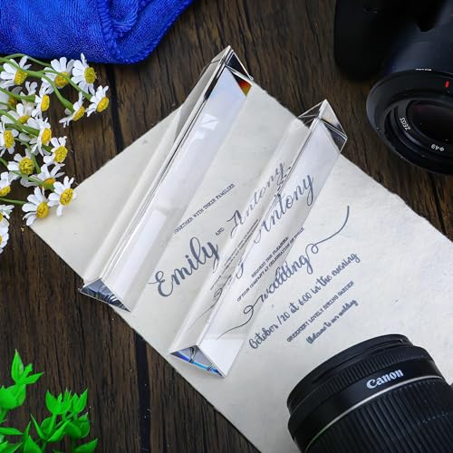 Image of QFkris 4pcs 6 inch Clear Optical Lens Glass Triangular Prism for Photography Science Classroom Rainbow Maker Art Decor (Pack of 3)
