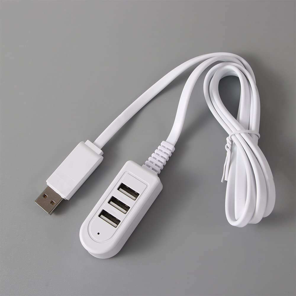 3-Port USB Hub 5V Splitter with Extension Cable for Multiple Devices White 30cm 120cm Cable Length Plug and