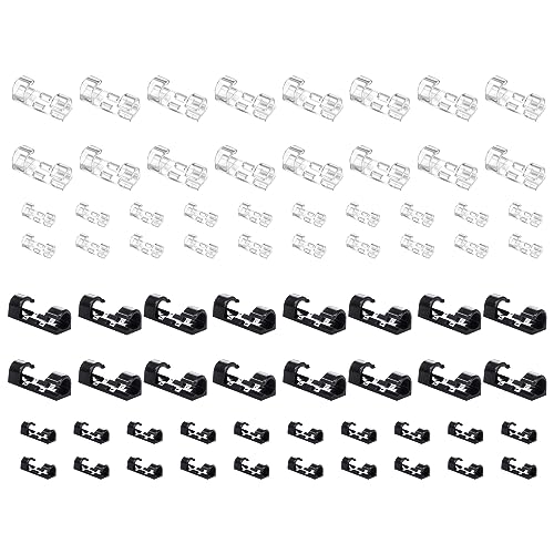 RTRTGS 72PCS Gestión de Cable Eléctrico con Adhesivo, Grapas de Pared para Cable para Cables Electricos de USB, TV, Cargador, Audio para Hogar, Oficina, Coche y Taller, Organizador Clip de Cable