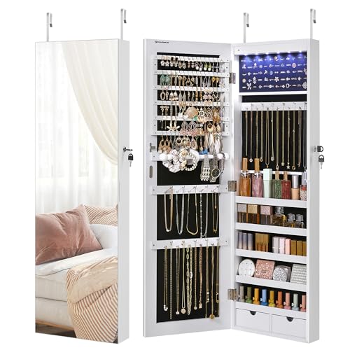 SONGMICS Hanging Jewelry Cabinet, Wall-Mounted Cabinet with...