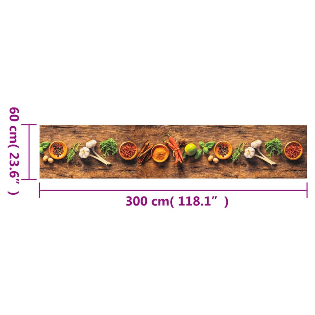 SKM Küchenteppich Waschbar Gewürze 60x300 cm Samt,Heim & Garten,Dekoration,Fußmatten,Braun,3.27KG,4005607