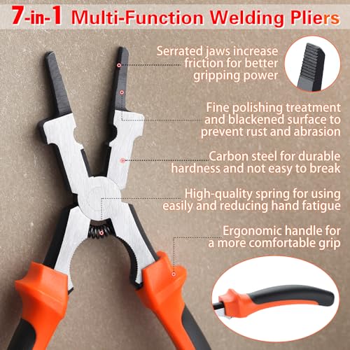 SPEEDWOX MIG Welding Pliers Multi-Function Mig Welder Plier Mig Nozzle Cleaner Slag Hammer Wire Cutter Scraper Files for Scraping Spatter Gripping Drawing Wire for Welding Electrical - Image 4