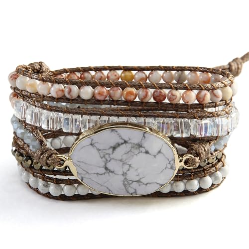 Image of Boho Stone Wrap Bracelet for Women,Turquoise Beaded Bracelet Jewelry Gift