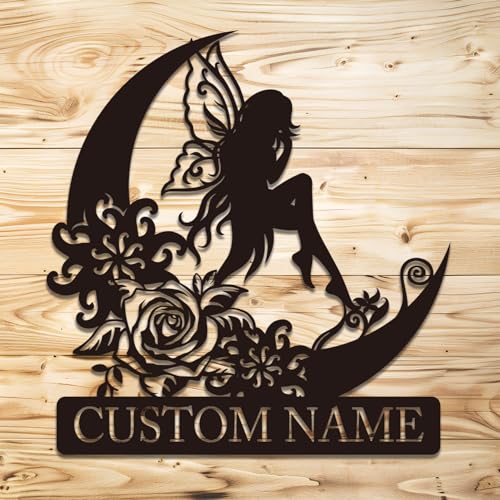 Personalized Custom Flower Fairy Metal Wall Decoration, Personalized Fairy Metal Garden Sign, Metal Fairy Garden Wall Art, Custom Fairy Garden Stake Art, Garden Yard Decor, Gift for Her (Fairy A)