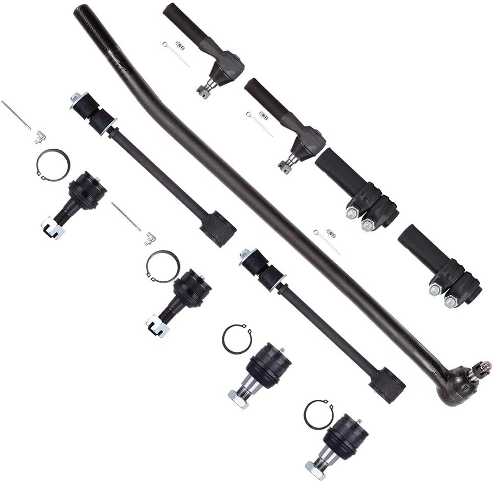 SCITOO 11pcs Front Suspension Kit Inner Tie Rod Front Sway Bar Lower Upper Ball Joints Small Connecting Tie Rod Pitman Arm Adjusting Sleeve for F-350 ES3009R K8607T K8663 K80026 DS1068 ES2012S