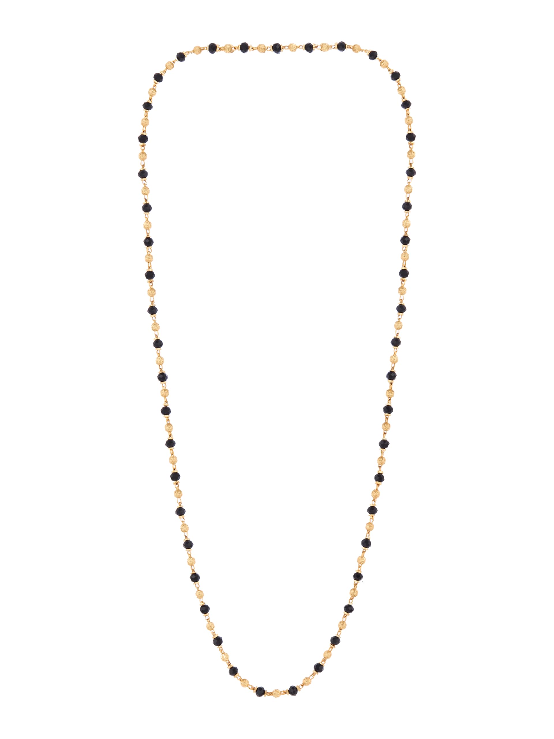 kbr Women Traditional Black Bead Chain and Gold Plated Pearl Neck Chain Suitable for Women & Girls Wedding, Engagement and Anniversary (Black and Golden)-picture-1
