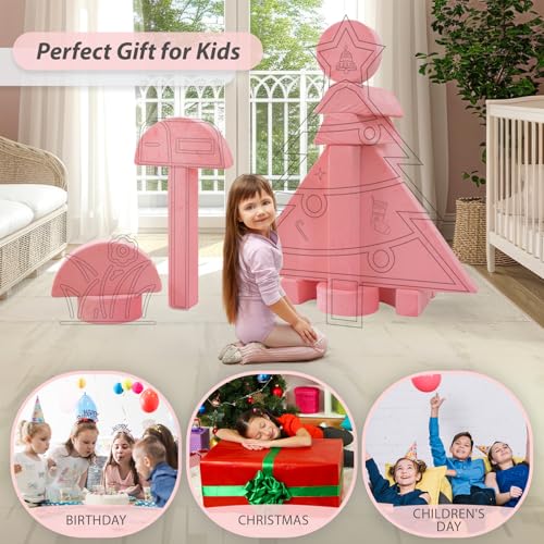 HOMFINE-16pcs-Modular-Kids-Play-Couch-Kids-Couch-Sofa-for-Children-Bedroom-and-Playroom-Furniture-for-Toddlers-Convertible-Foam-and-Floor-Cushion-for-Boys-and-Girls-Bright-Pink HOMFINE 16pcs Modular Kids Play Couch Kids Couch Sofa for Children Bedroom and Playroom Furniture for Toddlers Convertible Foam and Floor Cushion for Boys and Girls Bright Pink