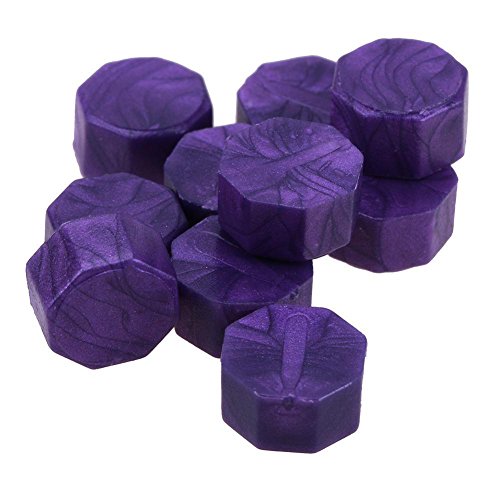 Fashionwu 100 Pcs Retro Seal Stamp Wedding Envelope Invitation Card Octagon Sealing Wax Beads Purple