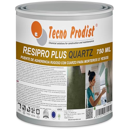 Tecno Prodist - RESIPRO PLUS QUARTZ (750 ml) Resina Puente de Unión con Cuarzo, adhesión rugosa sobre soportes lisos porosos y no porosos, para aplicación de morteros, yeso, baldosas, etc (verde)