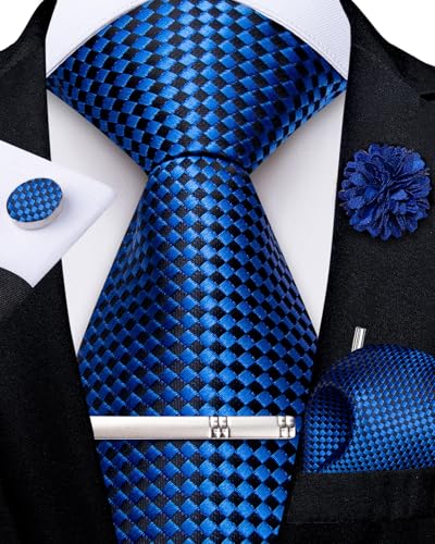 Image of DiBanGu Silk Pre-tied Ties for Men Formal Adjustable Necktie Set | 6PCS,Zipper Tie,Pocket Square,Cufflinks,Tie Clip & Lapel Pin,Wrinkle-Resistant,Premium Gift Box,Formal Business Wedding Party