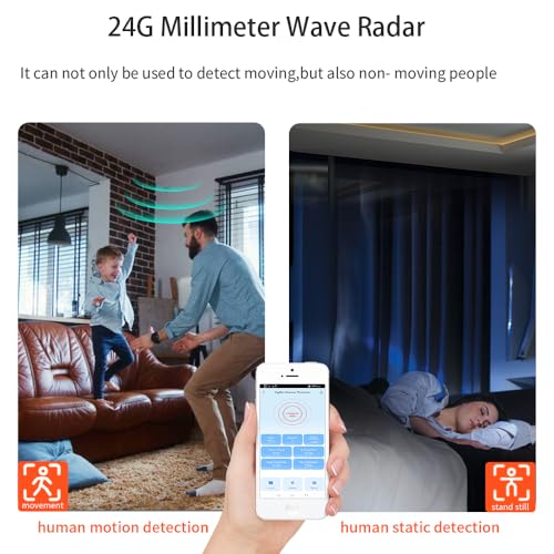 Image of Haozee Sensor for Human Presence, 24G Radar MMWave | Motion Alarm, High Sensitivity Radar Detection, Historical Recording, Zigbee Hub Required, Battery Operated