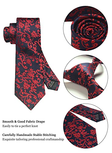 Image of Paisley Floral Mens Tie Formal Necktie Pocket Squares Ties Clips Cufflinks Classic for Men Set