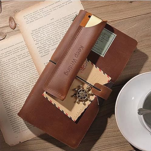 Image of Personalized Genuine Leather Pen Case Holder, Customziable Name or phrase Pens Fountain Pouch Cover, Large Double Pencils Protective Sleeve