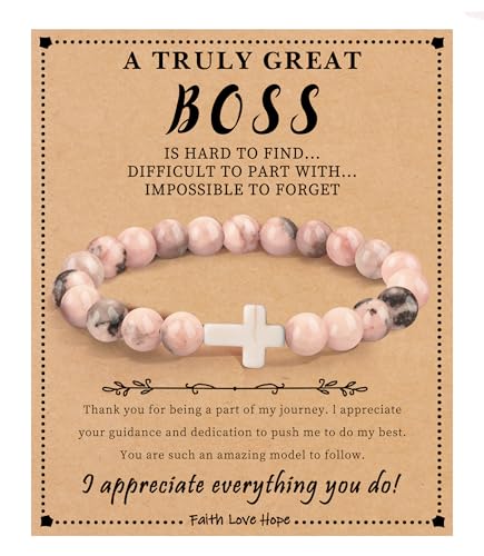 Image of Cross Bracelets for Women, Christian Gifts for Women Stocking Stuffers for Teens Cross Bracelet Imperial Nature Stone Bead Bracelet Confirmation Baptism Gift for Teen Girls Christmas Religious Gift Cathlic Faith Jewelry