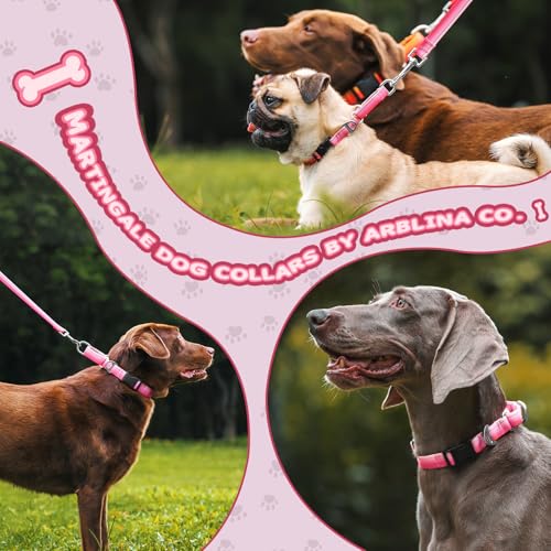 Arblina Martingale Dog Collar Pink Light-Reflective Polyester Collars For Dogs Whippets, Greyhounds thumb #1